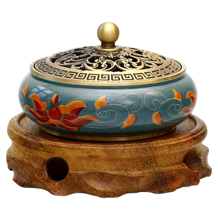 彩莲创意香炉全铜家用盘香塔香篆炉室内茶桌焚香器檀香沉香炉摆件