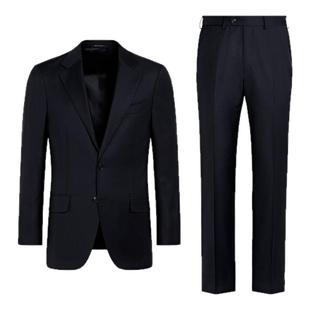 经典热卖-SUITSUPPLY藏青色S110支羊毛男士西装套装