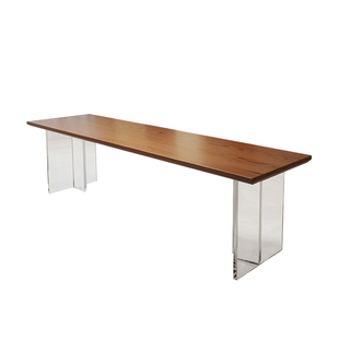 亚克力悬浮书桌实木沙发后长条桌双人学习桌客厅家用轻奢办公桌