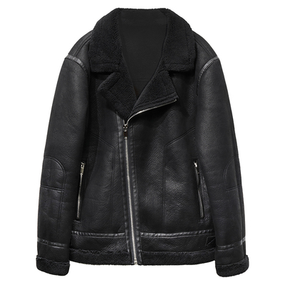 休闲加绒加厚皮毛一体男外套