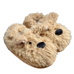 毛毛棉拖鞋男女士情侣款秋冬季潦草小狗外穿松弛感保暖室内防滑鞋