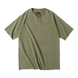 马登工装 美式复古亨利领体能训练服短袖衫咔叽美式硬汉T恤男士夏