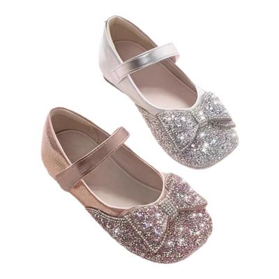 女童春秋水晶鞋公主软底皮鞋