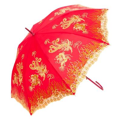 新娘接亲出嫁中式婚礼红色雨伞