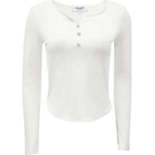 【热卖爆款】VeroModaT恤2026春季新款罗纹正肩V领长袖淑女风上衣