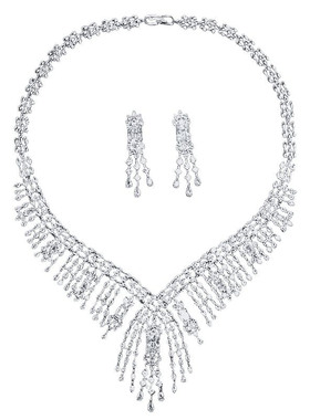 新娘晚宴宝石锆石婚纱女奢华项链