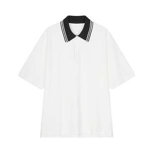 速写男装春夏新款男士短袖polo衫宽松廓形翻领上衣优雅运动风