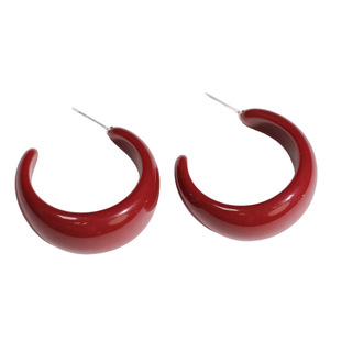 《时尚杂志》秋冬安可拉红色复古大耳圈耳环耳夹显白耳饰新年圣诞
