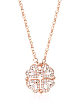 925银幸运四叶草锁骨链女