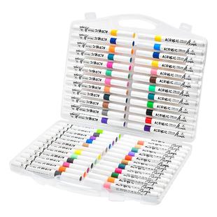 touch color丙烯马克笔软头儿童幼儿园不透色可叠色小学生专用双头水彩笔无毒可水洗笔芯炳稀24色画笔120色36