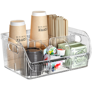 一次性杯子置物架桌面奶茶包咖啡杯放置神器吧台吸管纸杯收纳盒