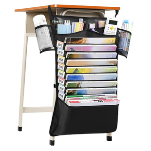 得力大容量加厚桌边挂书袋1200D高中生初中生书袋课桌收纳学生挂桌侧收纳袋书桌书袋挂袋课桌收纳袋开学文具