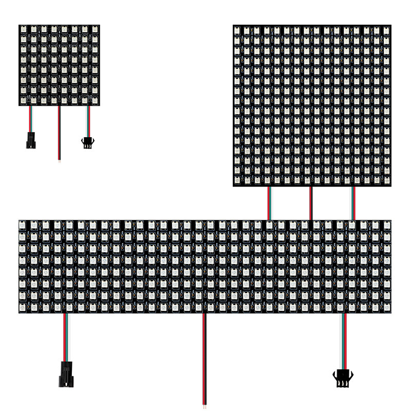 LED全彩5V伏可编程数字图像DIY创意可拼接8X8 8X32 16X16软像素屏