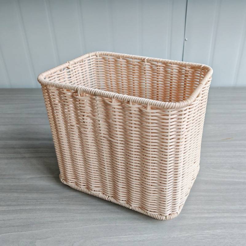 新品仿藤编收纳筐手工编织客厅储物框家用格子柜置物桌面杂物篮子