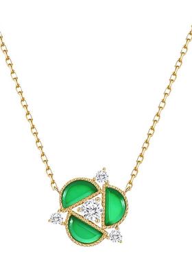 Fanci范琦925银女绿玉髓项链原创