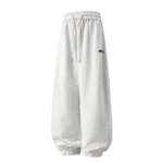 男士灰色卫裤男大码慵懒撞色2025新款宽松裤子冬季长裤运动休闲裤