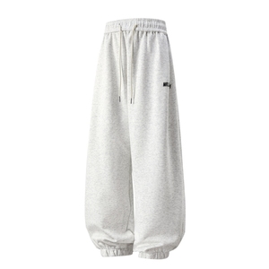 男士灰色卫裤男大码慵懒撞色2025新款宽松裤子冬季长裤运动休闲裤