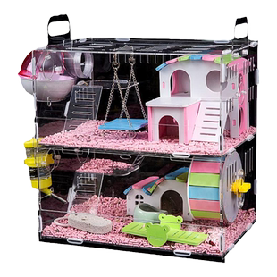 仓鼠笼子亚克力双层豪华别墅金丝熊专用超大双人间便宜大的用品窝