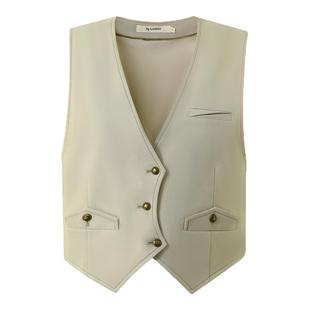 DTLANDO商场同款秋季新品马甲女复古不规则设计感背心马夹外套