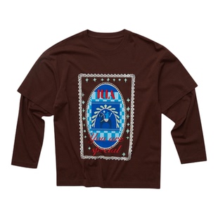 IA WARM AID ING假两件高密立体刺绣印花T恤女25秋新款