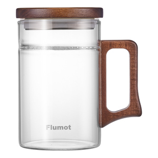 【自营】玻璃绿茶泡茶杯月牙过滤茶水分离水杯子带把手带盖耐高温