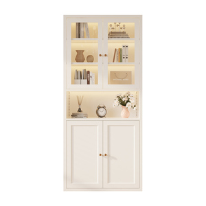 钢制长虹玻璃门书柜简约现代置物柜书架法式风客厅家用储物展示柜