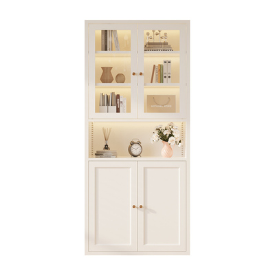 法式复古风铁艺轻奢玻璃书架书柜