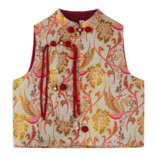 百珂乐女童新中式国风马甲喜庆儿童唐装红色拜年服中国风小坎肩