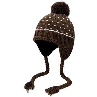 冬日费尔岛爱心雷锋帽子女韩系毛球加绒保暖护耳显脸小辫子针织帽