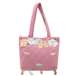 HIKOSEN CARA卡拉猫五只猫咪菱格纹单肩包女日系手提通勤帆布包