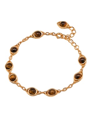 天然虎眼石青金石纯银手链