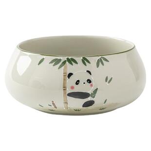 画续草木灰手绘熊猫水洗茶洗缸建水水盂陶瓷家用茶道配件中式可爱