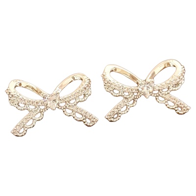 「蕾丝情书」原创甜美蝴蝶结耳饰女蚊香盘耳夹无耳洞漂亮耳钉耳环