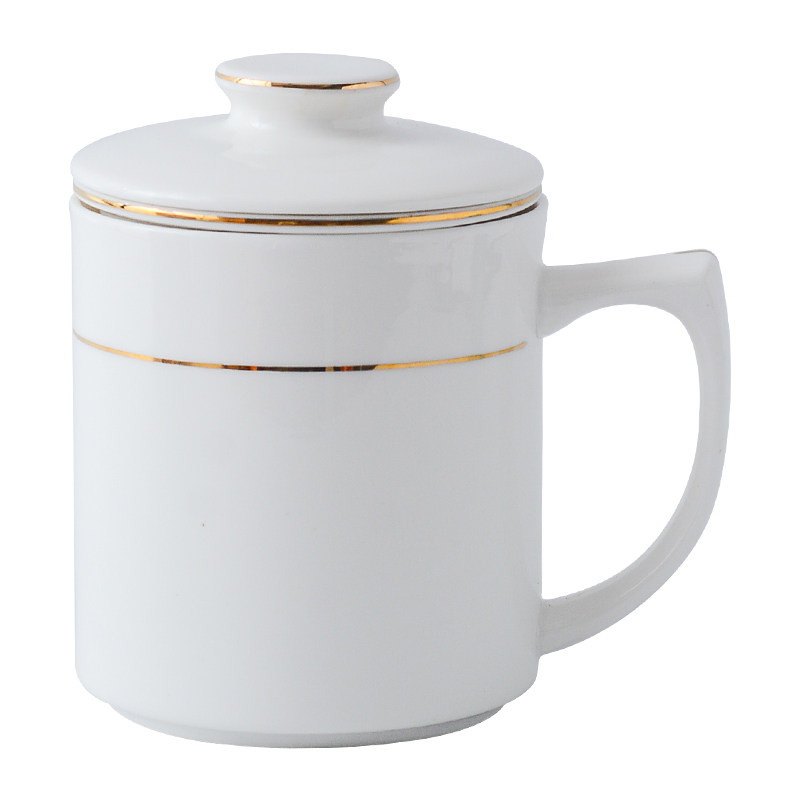 陶瓷马克杯茶水分离杯子茶杯带盖过滤茶具茶隔杯商务办公室花茶杯