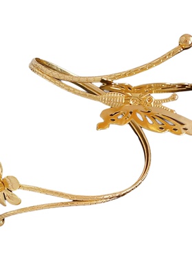 冷淡风蝴蝶花朵镶钻开口手镯时尚精致个性百搭手环小众感手饰