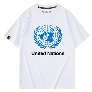 United Nations联合国纯棉夏季短袖T恤男装衣服宽松圆领半袖衫潮