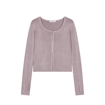 SLY 夏季新品U领双色纱编织针织衫修身小上衣女030ISR70-1231