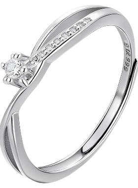 足银999星星交叉镶钻纯银戒指