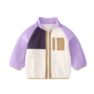 儿童摇粒绒外套秋冬男童上衣加绒保暖女童棉衣抗静电小童童装冬装