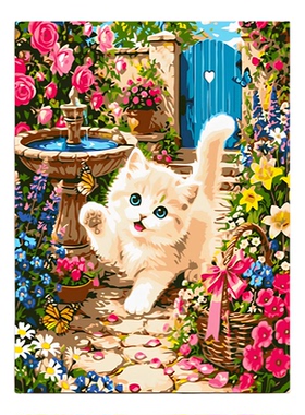 diy萌宠数字油画小猫咪治愈解压