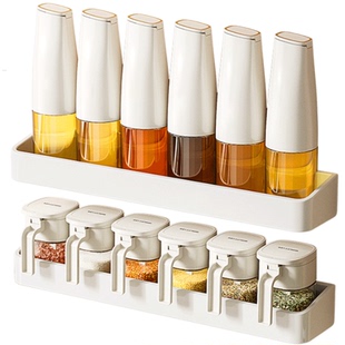 厨房家用油壶油瓶罐调料盒壁挂组合套装置物架密封盐罐调味收纳墙