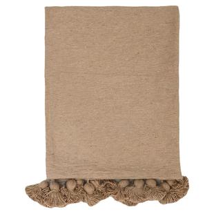 Roomology摩洛哥进口手捻纯棉盖毯蓬蓬毛球沙发毯床边毯pompom毯