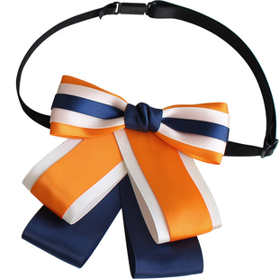 领花女职业银行领结邮政工装工行衬衣柜员头花套装橙色蝴蝶结配饰