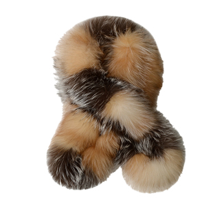 冬季保暖真狐狸毛围脖女气质长款皮草围巾百搭交叉毛绒围脖毛领子