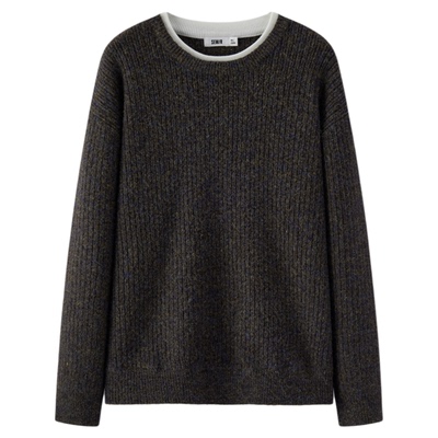 森马假两件针织衫内搭花纱毛衫男