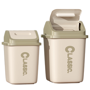 卫生间垃圾桶家用带盖2025新款厕所夹缝纸桶卧室客厅翻盖纸篓摇盖