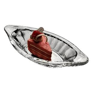 水晶玻璃盘香蕉船碗木瓜雪蛤餐具布丁碟船型盘子果盘椭圆水果托盘