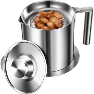 过滤油罐厨房装食用油壶家用304不锈钢油瓶沥油渣漏网储油壸大号