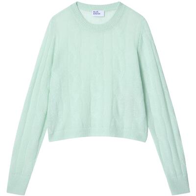 【空气羊绒】BLUE ERDOS26早春新品羊毛羊绒混纺慵懒圆领绞花套衫