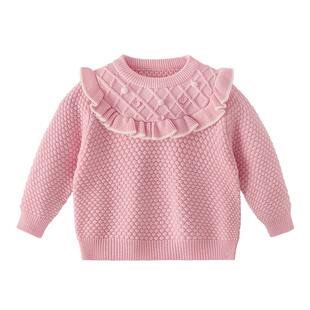 [抗菌远红外]女童毛衣宝宝秋冬红色上衣小童保暖毛球衣服儿童开衫